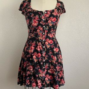 Button-up, multicolored floral dress, size small